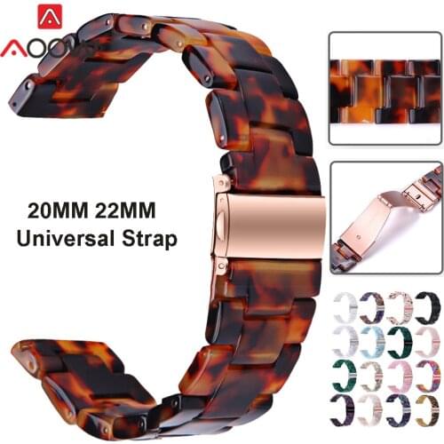 20mm 22mm Resin Strap Folding Buckle Replacement Band for Samsung Galaxy Watch3 45mm 41mm Active2 46mm S3 Huawei Watch GT 2 42mm