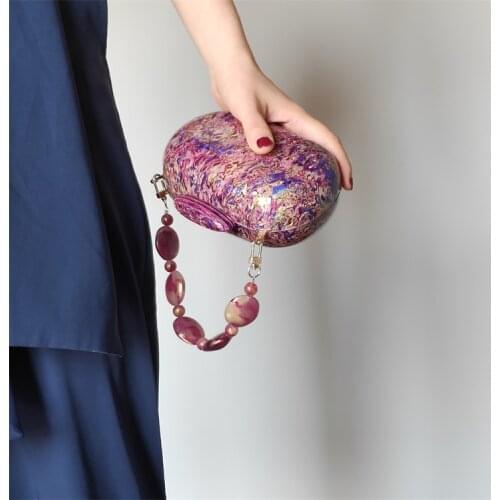 2020 fashion womens design magic color acrylic evening bag round clutch bag with handle