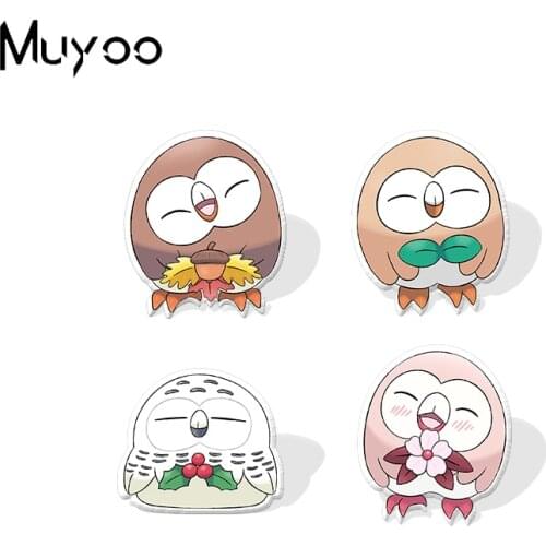 2021 New Kawaii Cute Fat Owls Animal Handmade Epoxy Acrylic Lapel Pins Clothing Pins