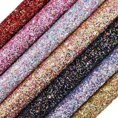 30x134cm Roll Mix Chunky Glitter Fabric Leather For Bows Earring sawing DIY Decration Material AY239