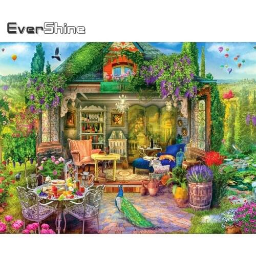 Evershine 5D DIY Diamond Embroidery Garden New Arrival Diamond Painting House Landscape Full Square Round Rhinestones Mosaic Kit