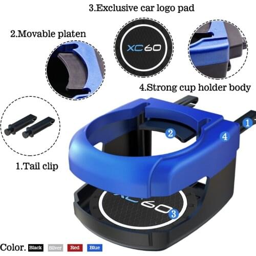 Car Styling for VOLVO XC60 Car Cup Holder Auto Vent Clips Water Cup Drink Bottle Holder Stand Auto Accessories