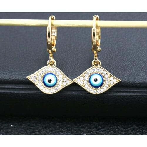BPPCCR Gold Evil Eye Earrings For Women Trendy Earrings Copper Micro Zircon Crystal Earrings Jewelry Mujer Brinco Party Gift