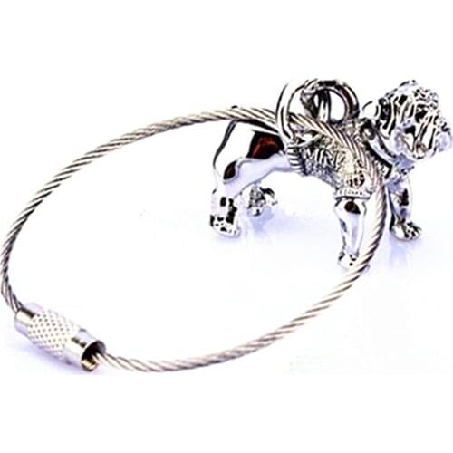 Stainless steel Car Key chain Bulldog Bull Dog Key Ring lovely Pendant For MINI