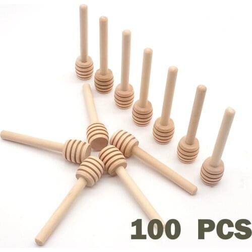 10/50/100pcs Mini Wood Honey Dipper Sticks Wrapped Honey Jar Dispense Drizzle Wooden Stirrers Honey Kitchen Stirring Tools 70