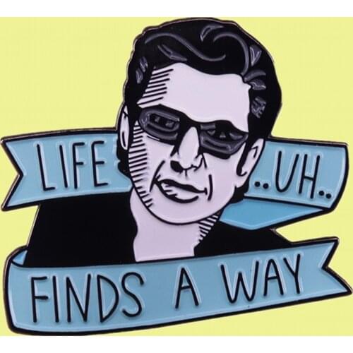 Dr Ian Malcolm Jeff Goldblum The Lost World Jurassic Park Enamel Pin Life, Uh, Finds a Way brooch