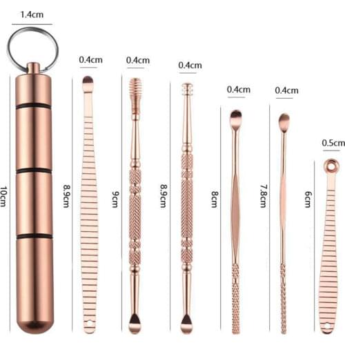 6Pcs/set Ear Cleaner Ear Wax Spiral Pickers Stainless Steel Earpick Wax Remover Curette Ear Cleaner Spoon Ear Clean Care Tool
