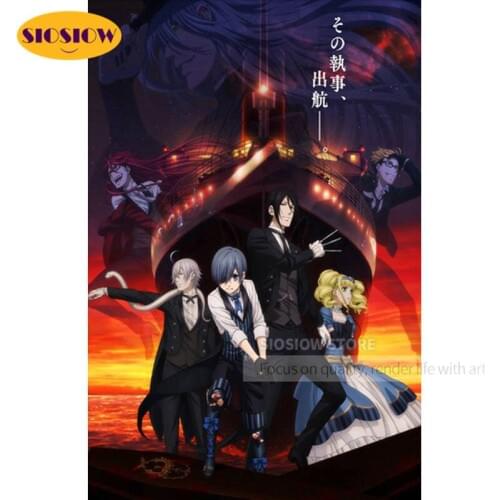 SIOSIOW 5D DIY Diamond Painting Japanese Anime Black Butler Full Drill Diamond Mosaic Embroidery Cartoon Posters Decor Room Wall