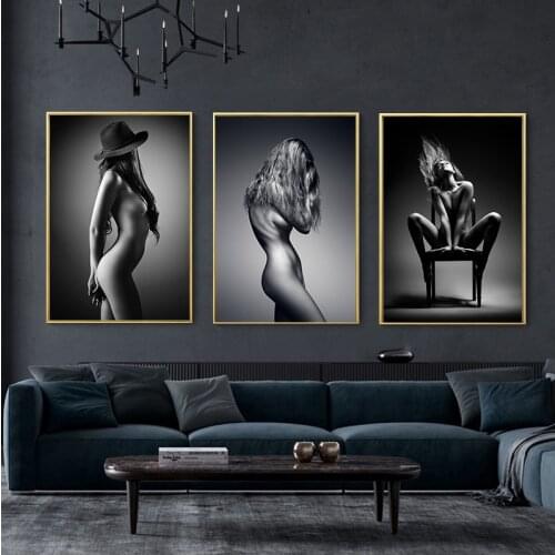 Black Sexy Nude Women Figure Canvas Painting Modern Abstract Posters and Prints Wall Art Picture for Living Room Home Decoration