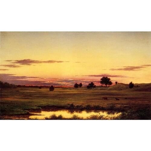 Sunset Rhode Island by Martin Johnson Heade Landscape Painting for Office Decoration Painting High Quality Hand Painted