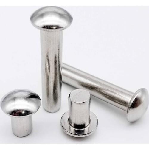 10/50pcs M0.8 M1 M1.2 M1.4 M1.6 M2 M2.5 M3 M4 M5 M6 A2-70 304 Stainless Steel Button Round Head Solid Rivet Self Plugging GB867