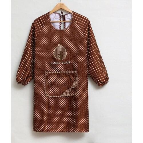 Kitchen cotton waterproof long-sleeved mens and womens overalls Korean style fashion cooking gown adult cute