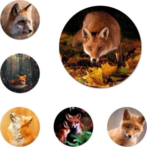 Fox In Autumn leaves forest Badge Brooch Pin Accessories For Clothes Backpack Decoration gift 58mm