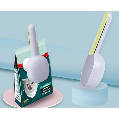 Dog Food Scoop Pet Cat Dog Food Shovel Feeding Measuring Cup Long Handle Sealing Bag Clip Pet Food Spoon Dog Accessories