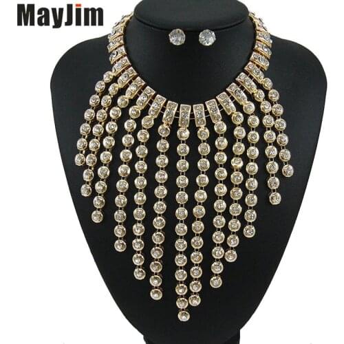 Statement necklace 2018 fashion pearl jewelry sets chain crystal dubai bridal jewelry sets Vintage beads Bijoux Accessories