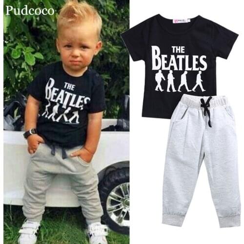 Fashion 2PCS Causal Kids Baby Boy Clothes T-Shirt+Trousers Sports Pants Outfit 2-6Y