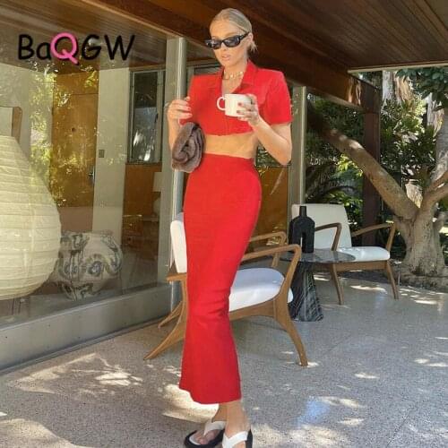 BaQGW Fashion Blazer Outfits Summer Dress Sets Cropped Jacket and Skirt Matching Set Elegant Dress Suits Club Party Clothes