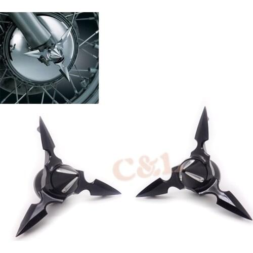 Motorcycle Black Spun Blade Spinning Front Axle Cap Nut Cover Fit For Harley Sportster softail