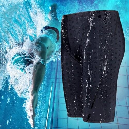 Men Shark Skin Water Repellent Professional Competitive Swimming Trunks Soild Jammer Swimsuit Pant Racing Briefs L-5XL
