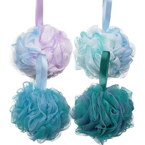 Set of 4 Shower Bath Sponge Shower Loofahs Balls for Body Washing Cleaning Scrubbing Shower Puff Bathroom Accessories