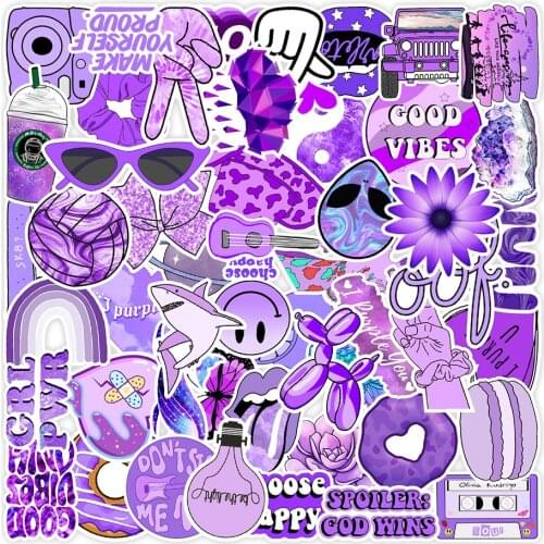 10/30/50PCS Cute Purple Series Stickers Aesthetic Decal Car Fridge Guitar Phone Waterproof Graffiti Sticker Kid Classic Toy