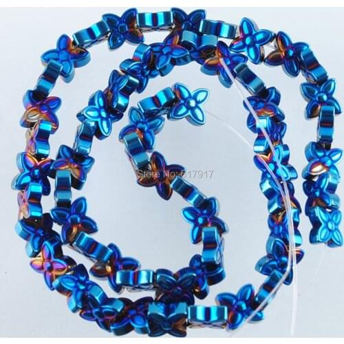 Non Magnetic Sky Blue Hematite Beads Flowers Loose Beads Spacer Strand For Jewelry Making 3x7mm TL3108