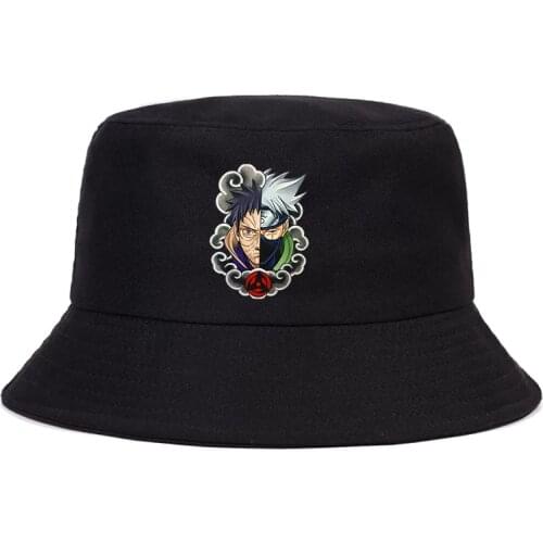 90s New Uzumaki Hokage Hatake Kakashi Uchiha Sasuke Hyuga Neji Gai Unisex Black Bucket Hat Fisherman Hat Anime bucket hat