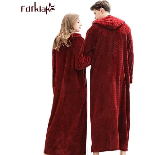 Thick warm flannel robe women and men sleepwear bathrobe autumn winter home clothes new couples robes hooded long bath robe