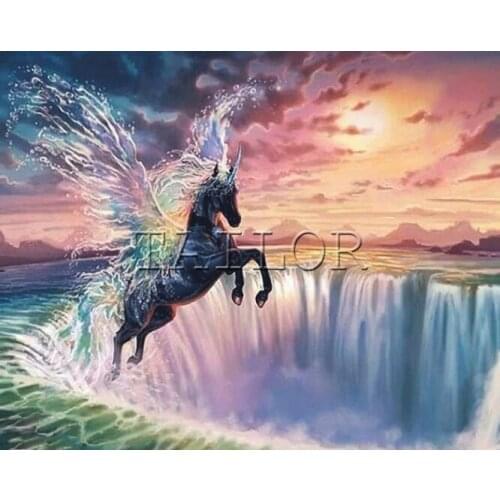 Full square mosaic cuadros 5d diamond painting kit set complet embroidery Cross stitch dirll drawing landscape horse unicorn art