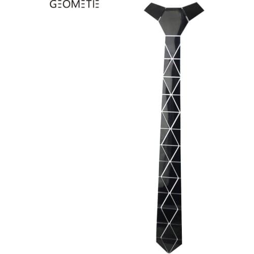 Titanium Black Handmade Fashion Acrylic Necktie Tie Halloween Party Wedding Party Christmas Party Gift Geometric Shape Men Tie