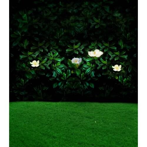 TR 8x8FT Custom Photography Backgrounds Studio Backdrops Spring Green Plant with White Flowers Green Grass Spring Vinyl Backdrop