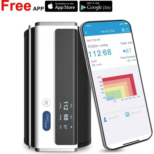 FDA Approved iOS & Android Smart Bluetooth Blood Pressure + EKG Monitor with Arm Cuff Multi-Users Management with Free APP
