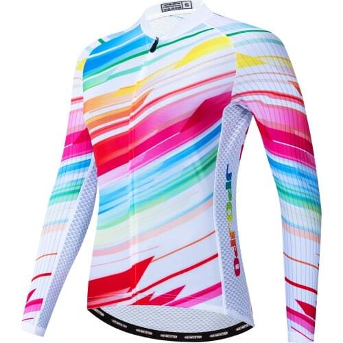 Womens Cycling Jersey Long Sleeve Autumn Cycling Shirt Top Mountain Bike Clothing Spring Pro Team Bicycle Clothes Colorful