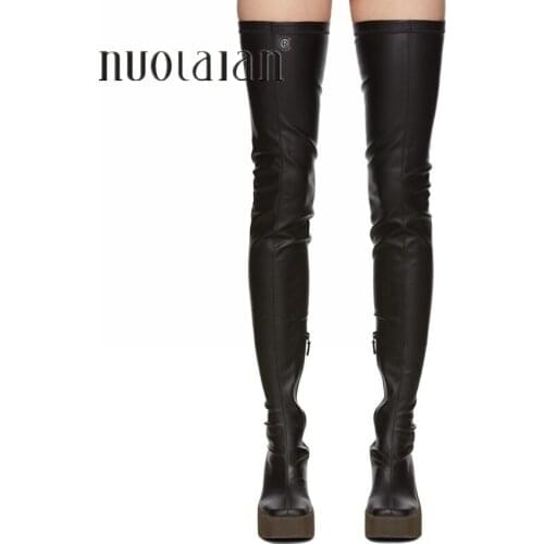 2020 Brand Autumn Winter Women Boots Long Stretch Slim Thigh High Boots Sexy Over the Knee Boots High Heels Platform Shoes Woman