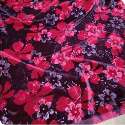 1 Meter Bright Color Flower Imports Elastic Embossed Velvet Cloth Cheongsam Dress Clothing Fabric 11