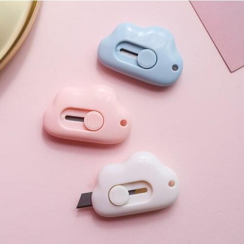 1PCS New Cute Cloud Color Mini Portable Utility Knife Paper Cutter Cutting Paper Razor Blade Office Stationery Papelaria Escolar