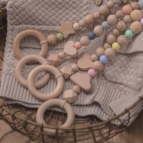 1pc Baby Pacifier Clip Chain Bottle Dummy Holder For Nipples Pacifier Clips Stroller Accessories Holder Adjustable Wooden Chains