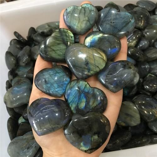 10pcs natural stones and minerals labradorite heart reiki healing crystals shaped gemstones as wedding gifts for guests