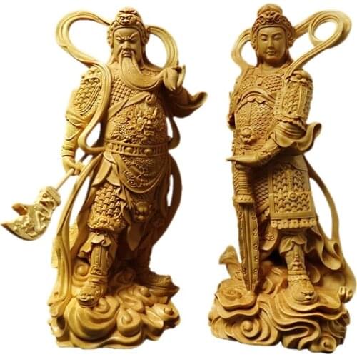 12CM Exquisite Guan Gong Jia Lan Wood Statue Bouddha Bodhisattva Ornaments Around The Guardian God Statue Door Home Decor