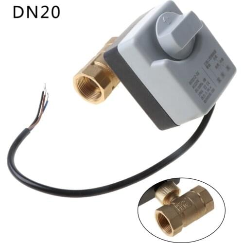 AC220V DN20 2 Way 3 Wires Brass Motorized Ball Valve Electric Actuato With Manual