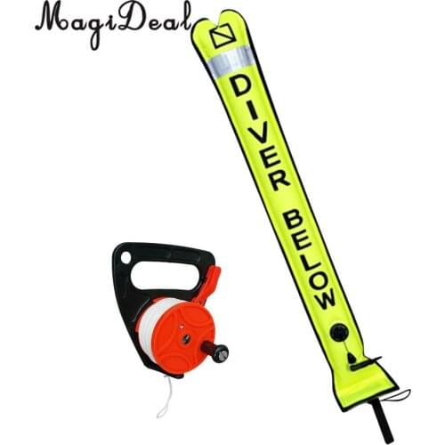 Scuba Diving Reflective Inflatable SMB Surface Marker Buoy, Oral Inflator & Dive Wreck Reel for Swimming Diving Accessories