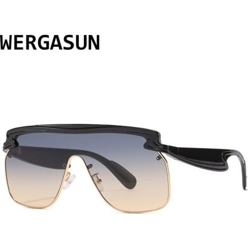 WERGASUN Oversized Women Sunglasses Retro Shield Shape Luxy Brand Design Big Frame Shades Sunglasses Women UV400 Eyewear