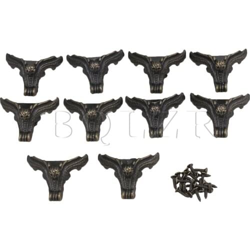 BQLZR 10pcs Zinic Alloy Antique Corner Decorative Feet Corner Protector Owl Foot Type