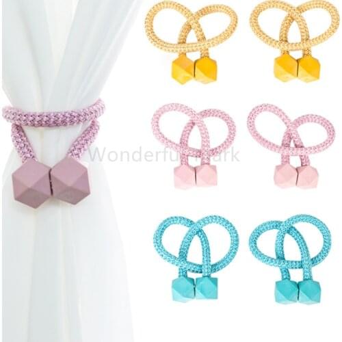 Hot 1Pc Curtain Tieback Holder Hooks Ball Buckle Clip Magnetic Polyester Home Decor Tie Back Curtain Accessories Home Decor