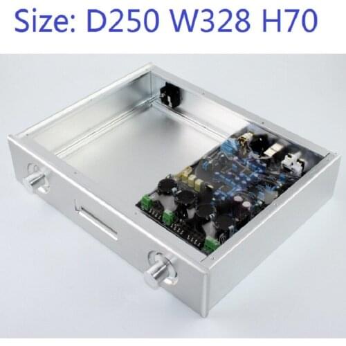 Size: D250 W328 H70 DAC Amplifier Case Aluminum Chassis Power Supply DIY Case WA48 all aluminum DAC case