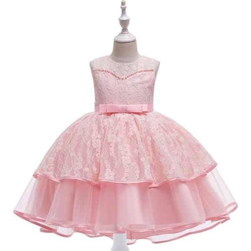 2020 Childrens Clothing Lace Dress Girls Dresses Multi-Layer Mesh Puffy Dresses Party Host Performance Clothing Dress For Girls