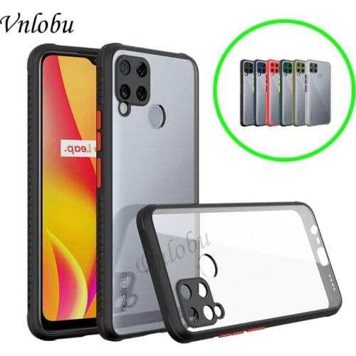 For Realme C15 C21 C20 C11 Armor Shockproof Transparent Acrylic Case For OPPO NARZO 30A 20 Pro Acrylic Soft Silicone Frame Cover
