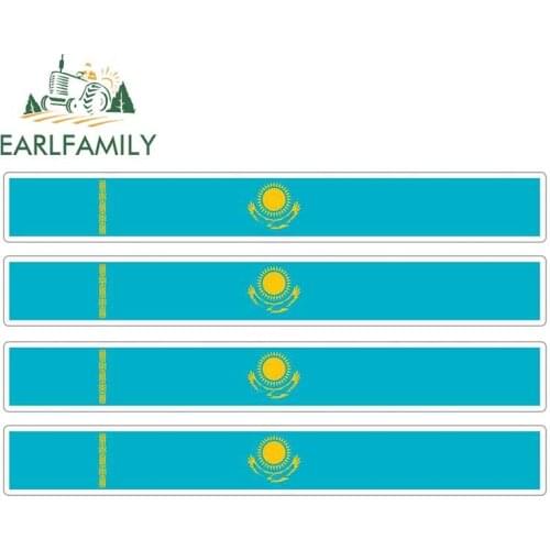 EARLFAMILY 13cm x 1.7cm 4pcs Car Stripe Motorcycle Racing Flag Sticker Skateboard Decal Bike Moto Tuning Kazakhstan Car Stickers