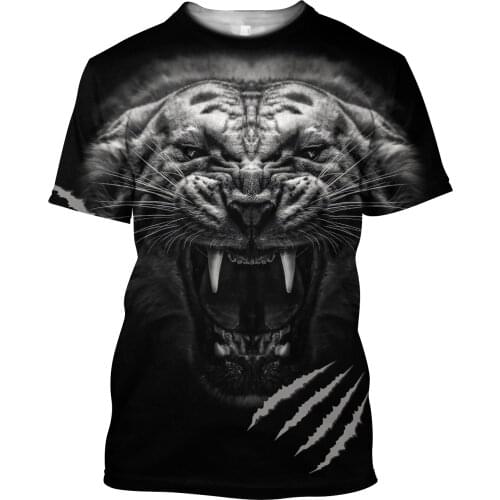 White Tiger Pattern T-shirt For Men 3D Printed Summer Unisex Funny Tee For Wome Harajuku Short Sleeve Casual O-Neck Tops