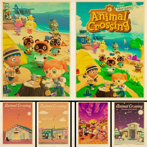 Hot Game Animal Crossing poster retro wall decoration painting for kids room home decoration anime poster
